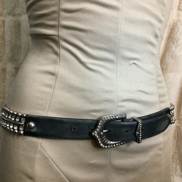 Renata Angi designer Black leather rhinestone belt Gold Filled Watch Band Bracelet Waterproof Watch Jewelry  main image 3